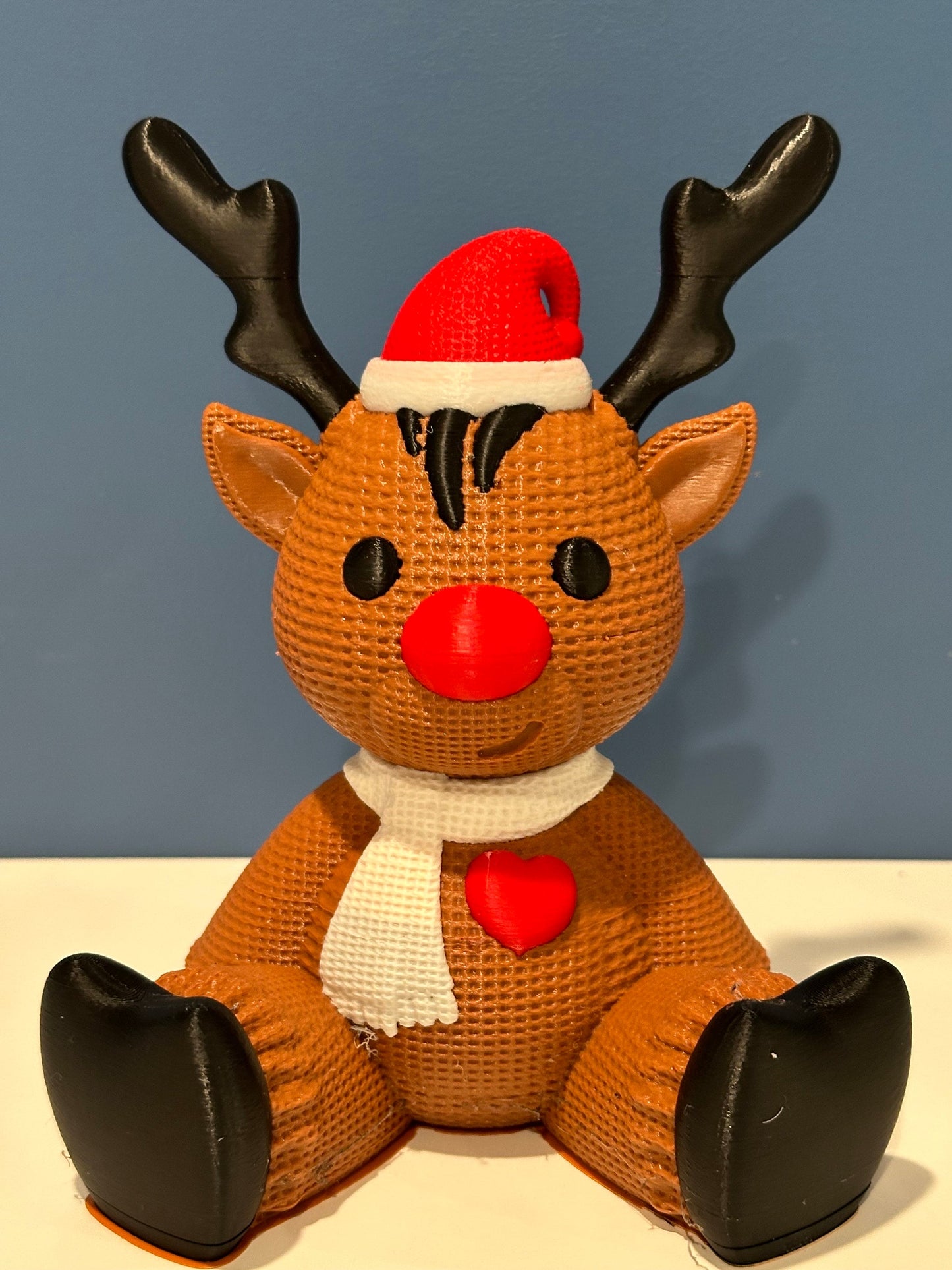 Multicolor | Reindeer | Holiday Decor | Deer Figurine | Kids Room Decor | Red Nose Reindeer