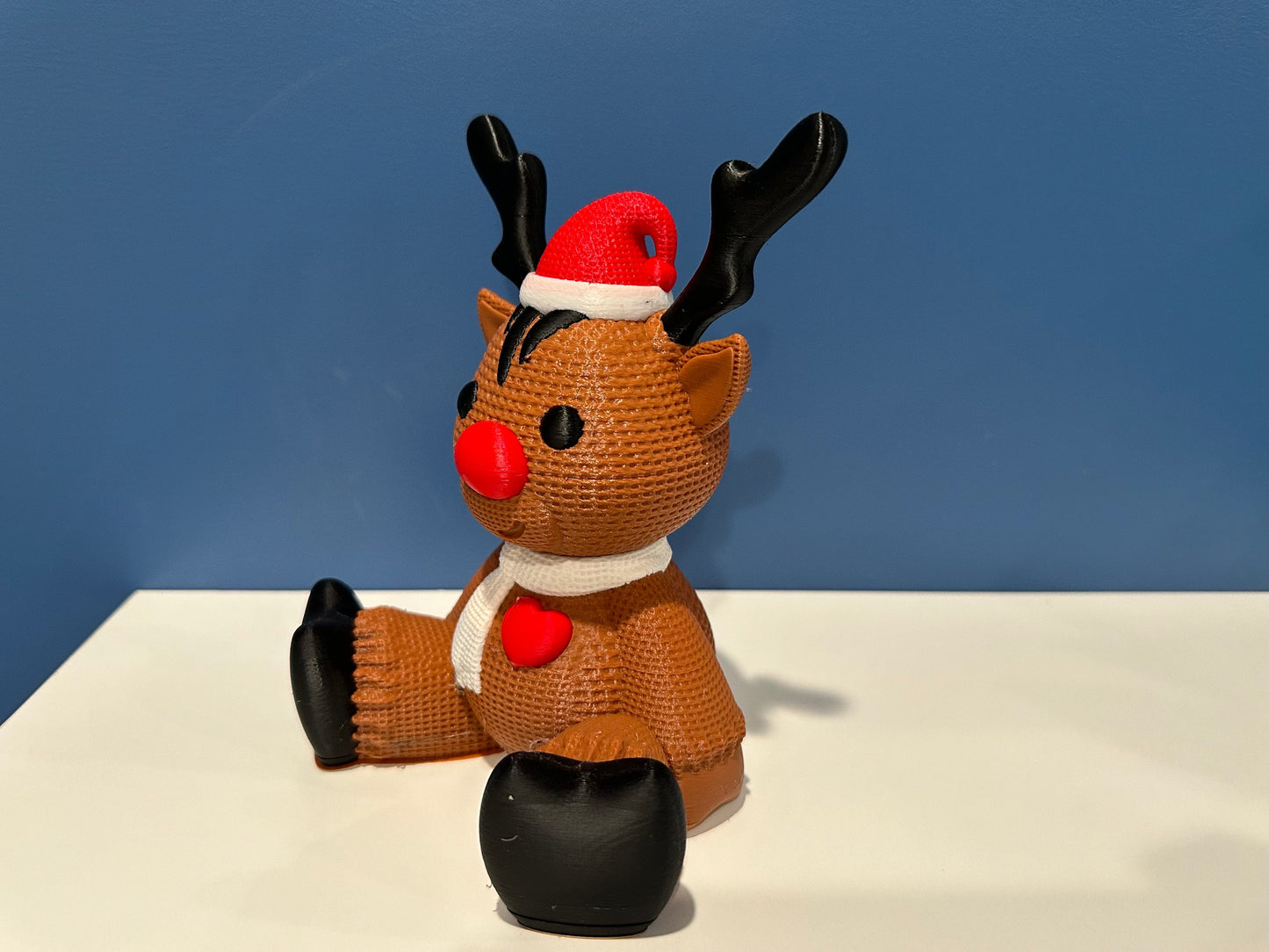 Multicolor | Reindeer | Holiday Decor | Deer Figurine | Kids Room Decor | Red Nose Reindeer