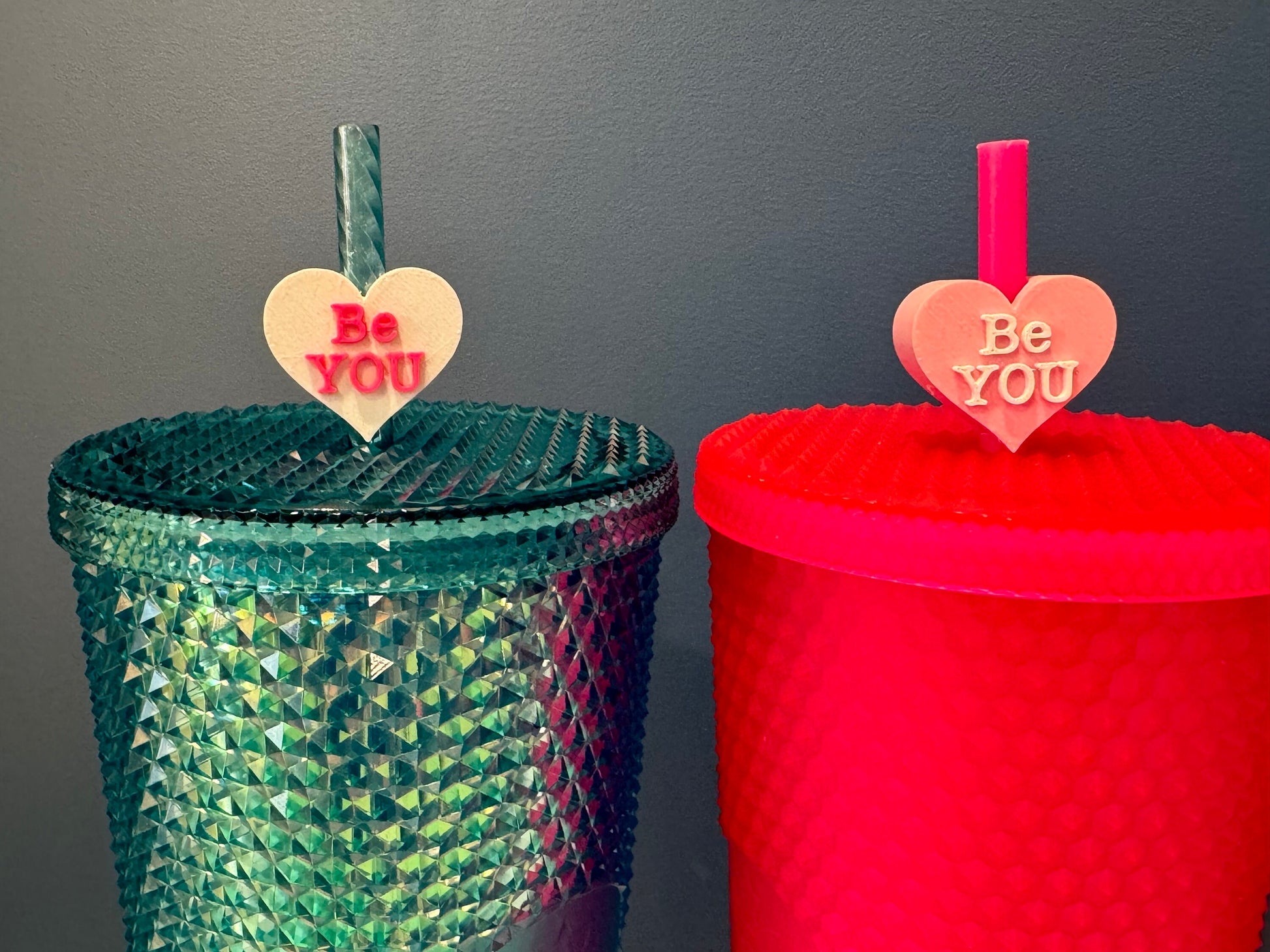 Be You Valentine's Day Straw Topper | Conversation Hearts | Starbucks Charms | Inspirational/ Motivational Straw Toppers