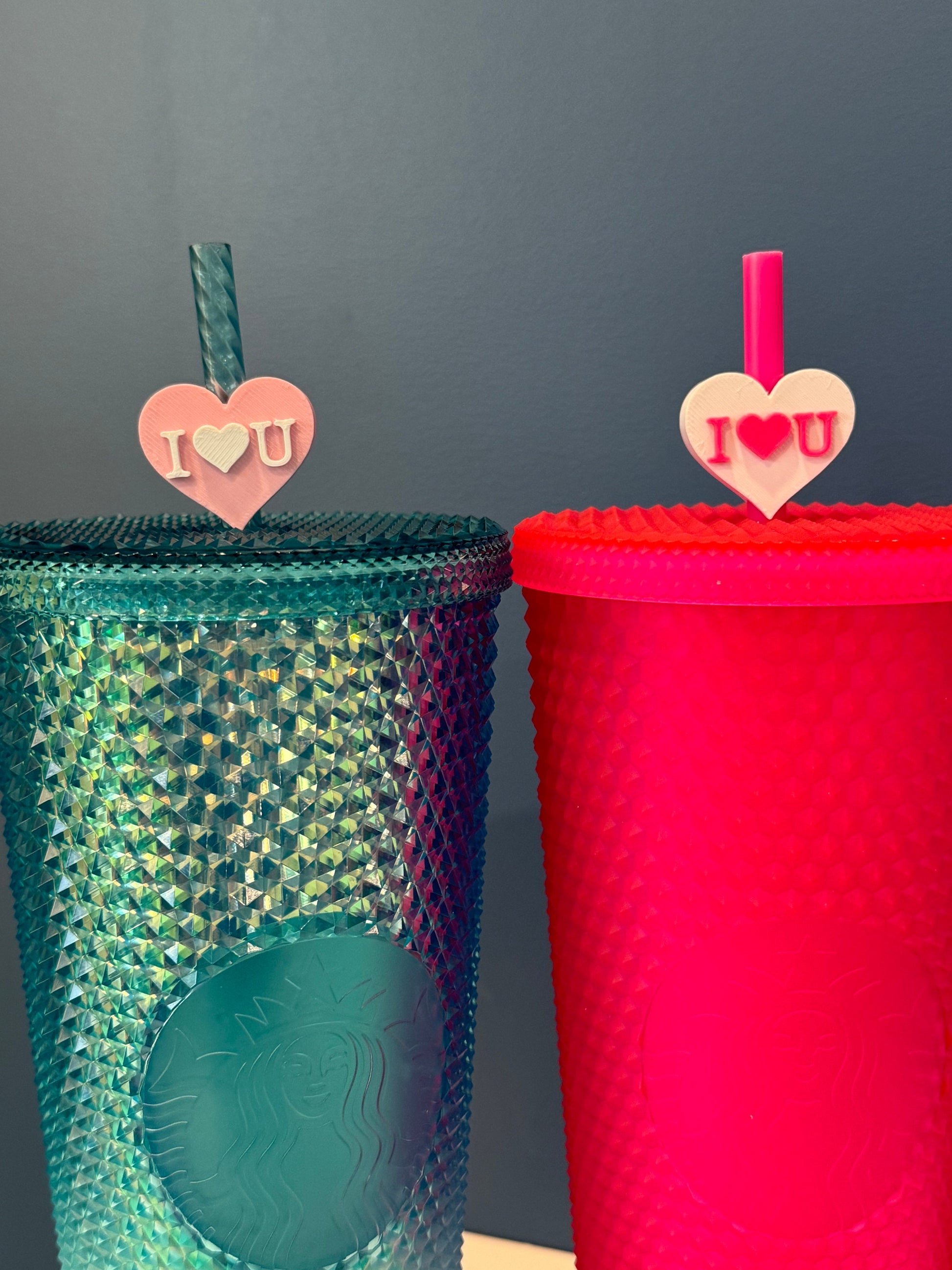 I love you Valentine's Day Straw Topper | Conversation Hearts | Starbucks Charms | Inspirational/ Motivational Straw Toppers