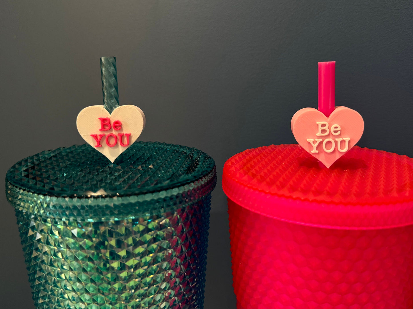 Be You Valentine's Day Straw Topper | Conversation Hearts | Starbucks Charms | Inspirational/ Motivational Straw Toppers