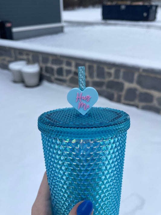 Hug Me Valentine's Day Straw Topper | Conversation Hearts | Starbucks Charms | Inspirational/ Motivational Straw Toppers