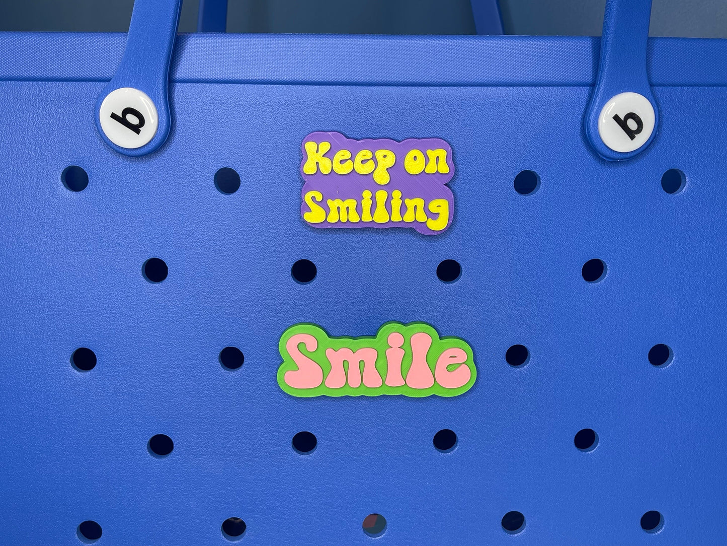 Keep On Smiling Bogg Bag Charm | Bogg Bag Accessories | Happy Charms | Bogg Bag Charms | Bogg Bag | Simply Southern Bag Charms