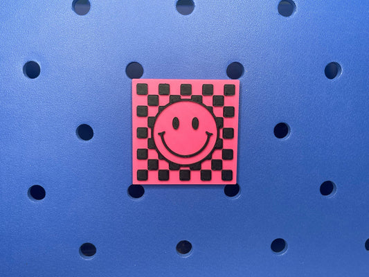 Checkered Happy Face Bogg Bag Charm | Bogg Bag Accessories | Bogg Bag Charms | Bogg Bag | Simply Southern Bag Charms