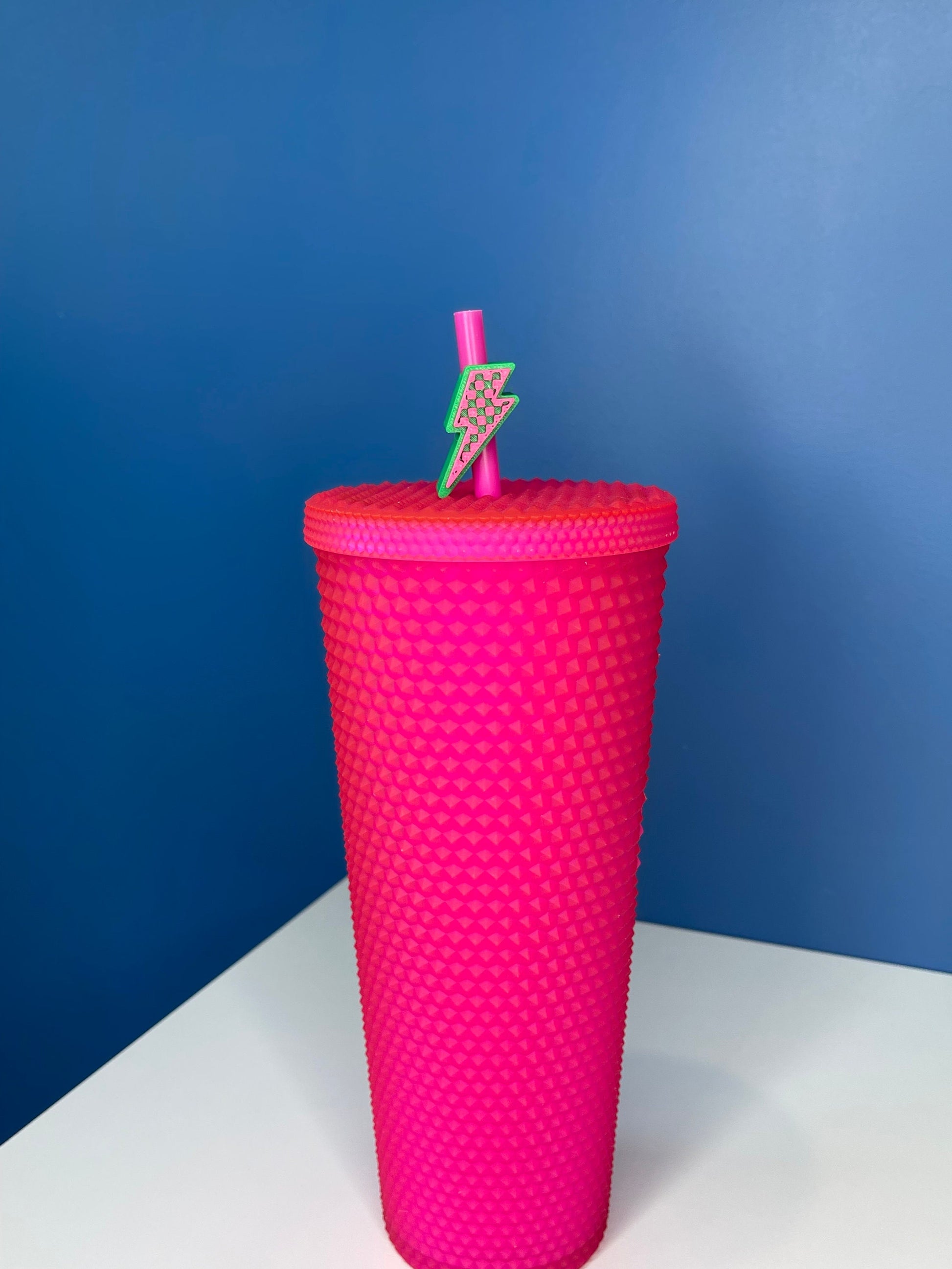 Checkered Lightning Bolt Straw Topper | Cup Decorations | Straw Buddy