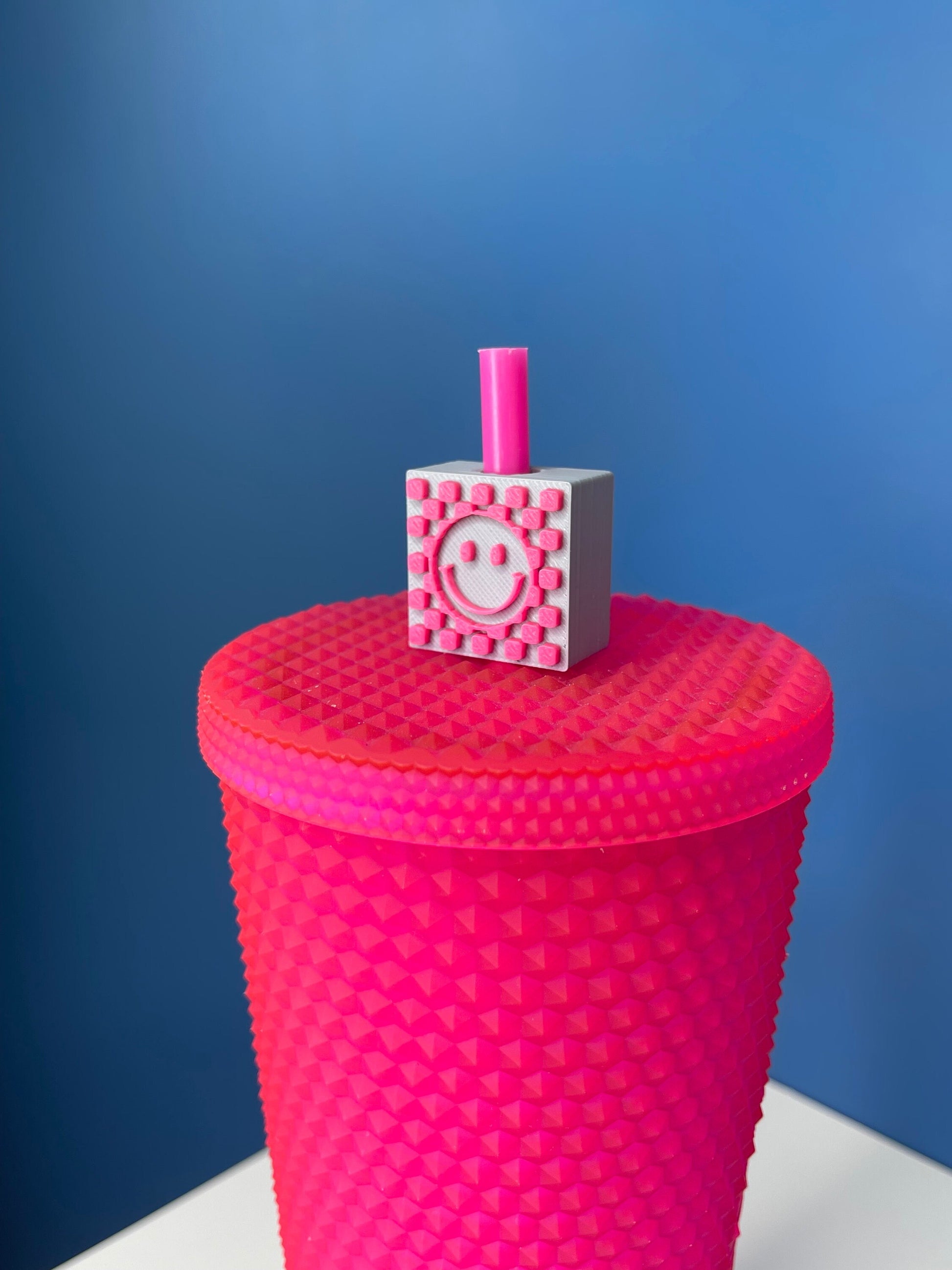 Checkered Face Straw Topper | Cup Decorations | Straw Buddy