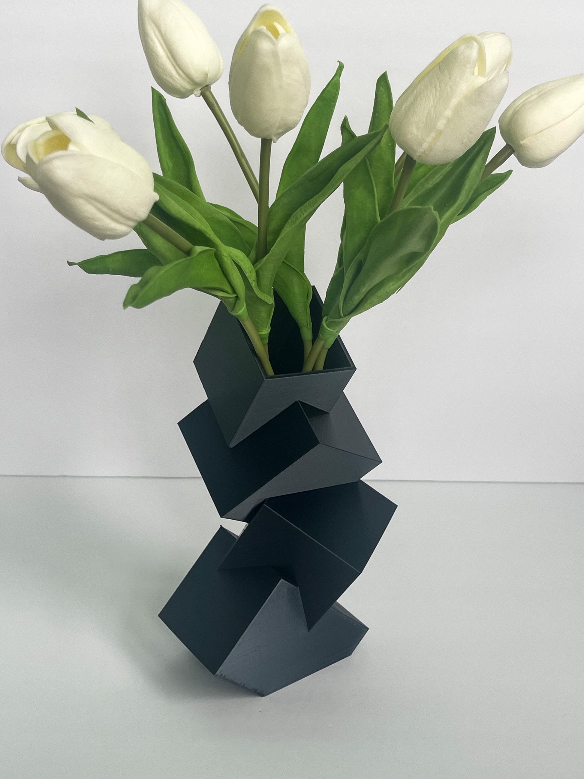 Stacked Square Vase, Dried Flowers, Mother's Day, Geometric Vase