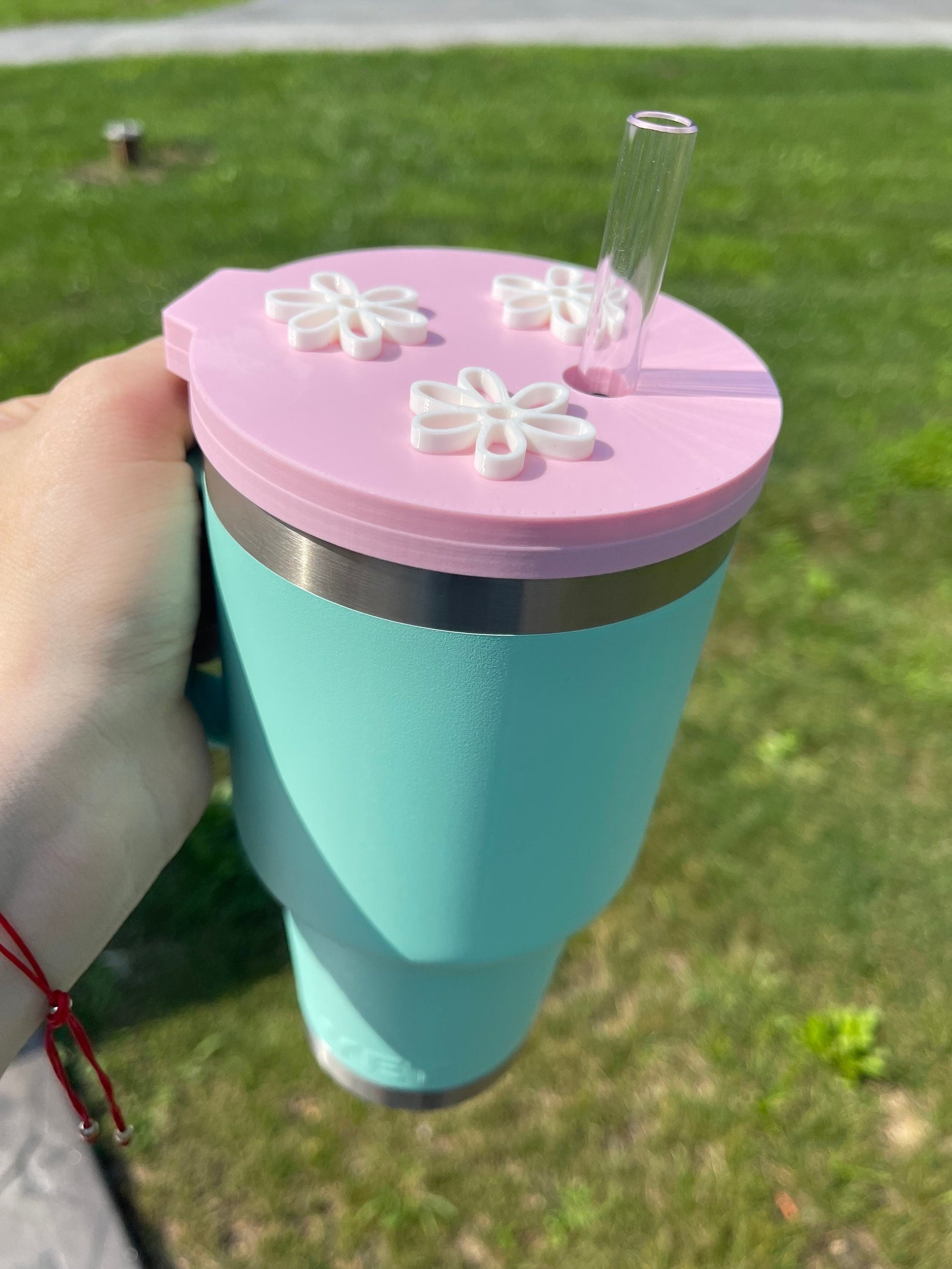 Flower Lid Yeti Rambler Tumbler | Yeti Cup Charms | Custom Lid Topper |