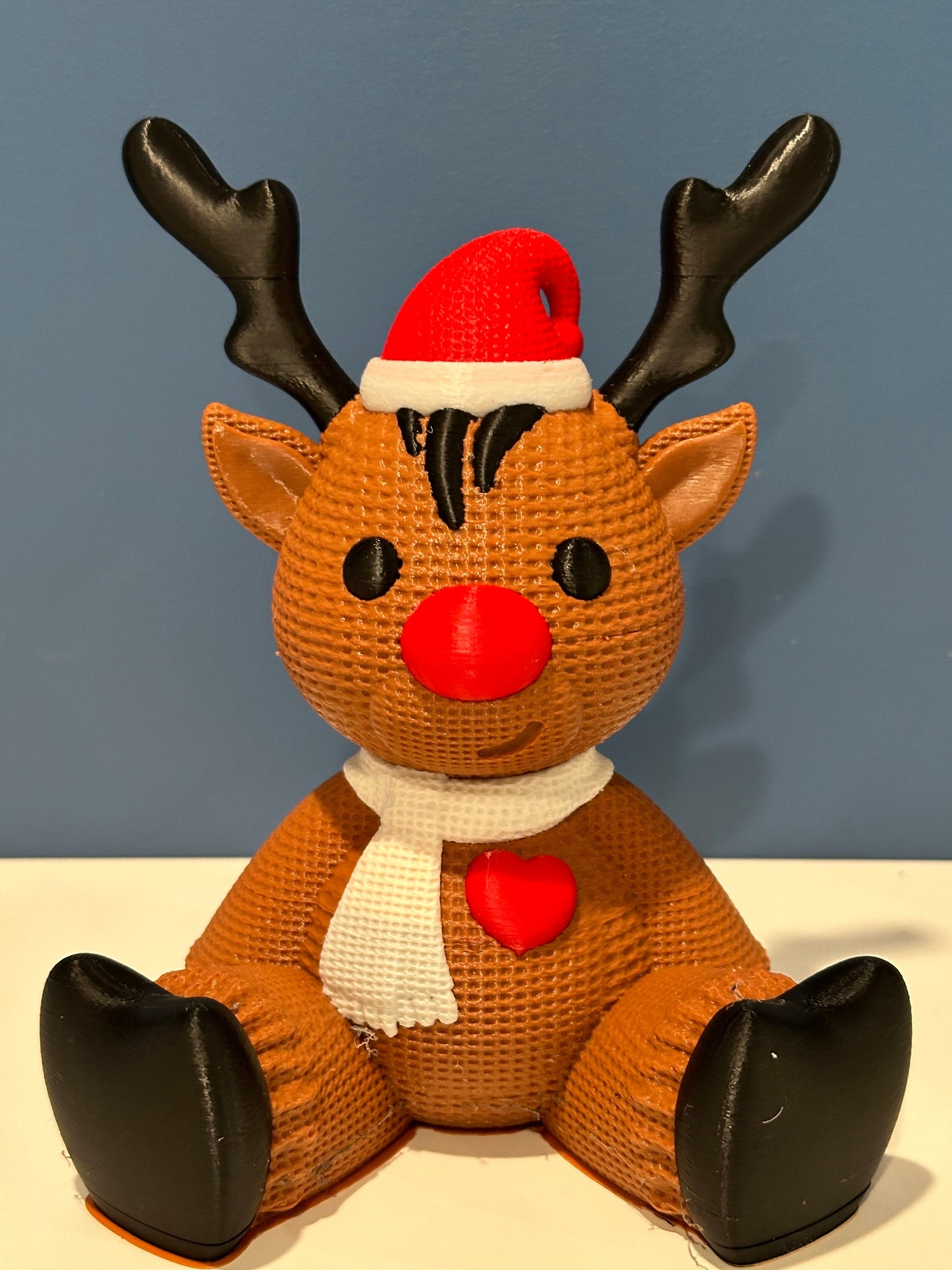Multicolor | Reindeer | Holiday Decor | Deer Figurine | Kids Room Decor | Red Nose Reindeer