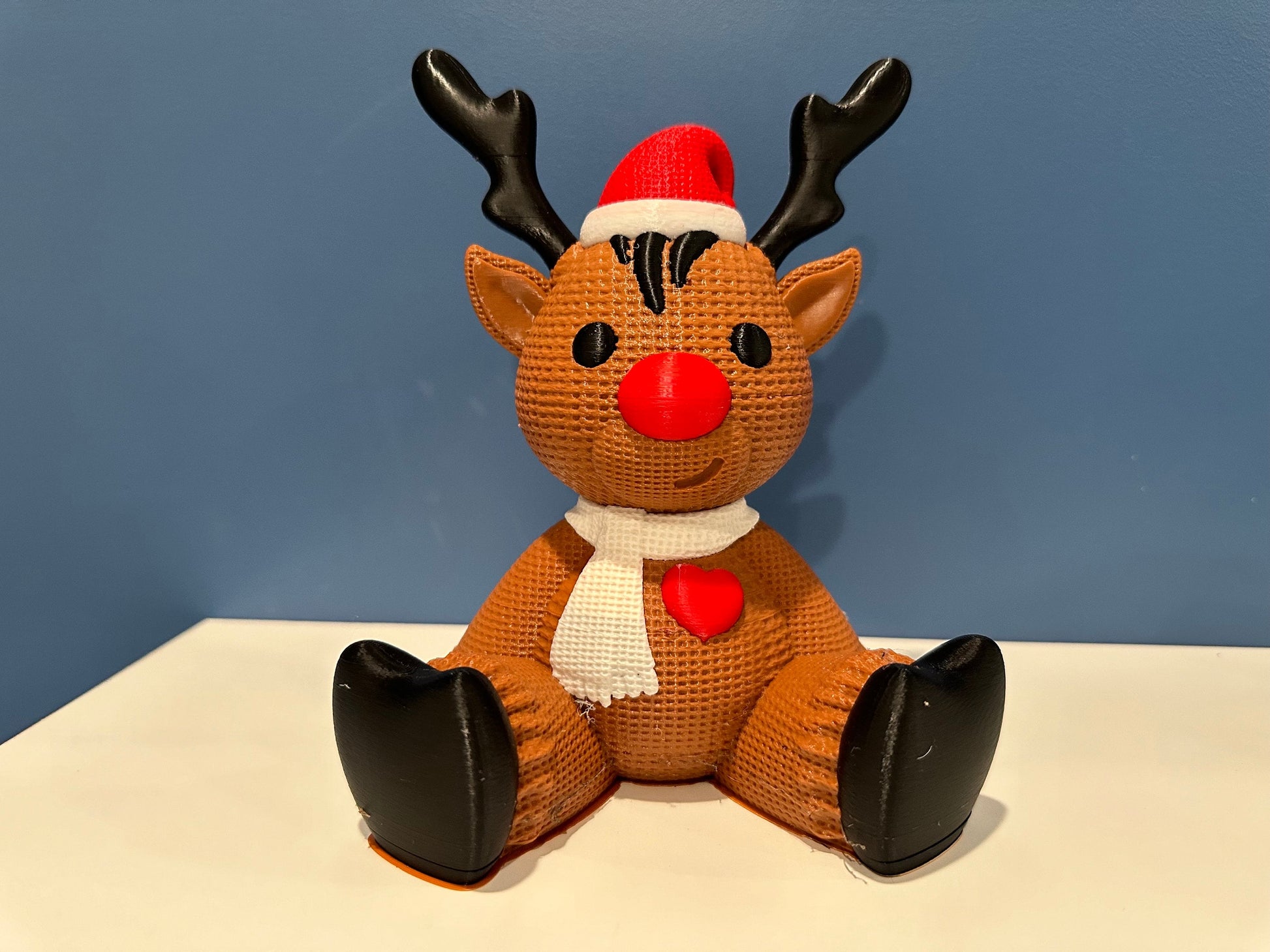 Multicolor | Reindeer | Holiday Decor | Deer Figurine | Kids Room Decor | Red Nose Reindeer