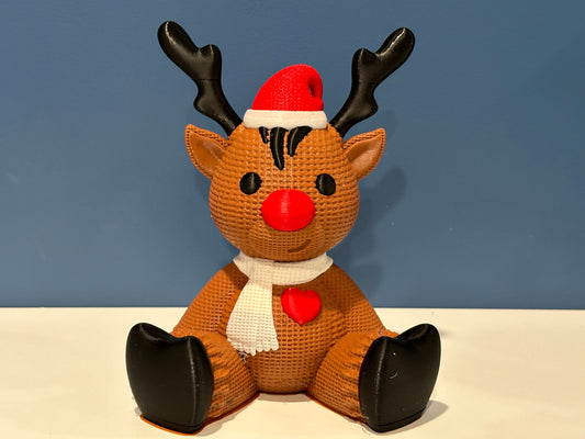 Multicolor | Reindeer | Holiday Decor | Deer Figurine | Kids Room Decor | Red Nose Reindeer